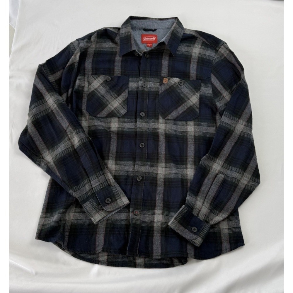 Coleman Men XL Plaid Flannel Shirt Button Down Outdoor Camping